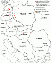 Jadern depoty, sklady leteck jadern munice a doasn skladovac facility, zanesen do mapy Stedn Evropy