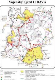 Mapa VVP Libav s vyznaenm jednotlivch organizanch celk 122. raketov brigdy